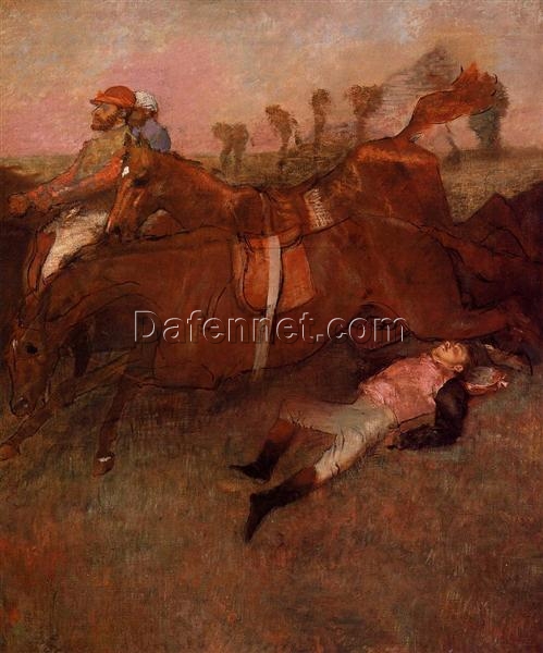 1866 Degas ‘Scene from the Steeplechase – The Fallen Jockey’ – Hand-Painted Impressionist Oil Painting Reproduction