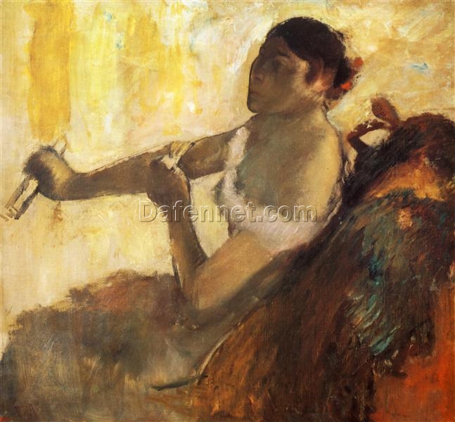 1890 Degas ‘Seated Woman Pulling Her Glove’ – Hand-Painted Impressionist Oil Genre Painting Reproduction