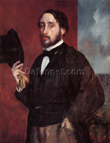 Hand-Painted Reproduction of Degas’ ‘Self Portrait Saluting’ – 1865-1866 Impressionist Self-Portrait