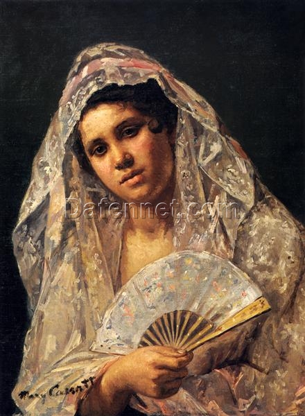 Mary Cassatt ‘Spanish Dancer Wearing a Lace Mantilla’ – 1873 Realist Oil Painting Reproduction