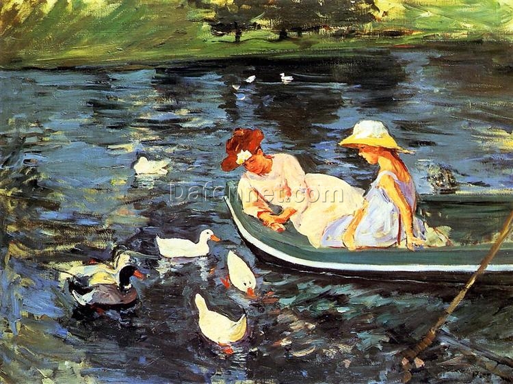 Hand-Painted Reproduction of Mary Cassatt’s ‘Summertime’ – 1894 Impressionist Oil Genre Painting