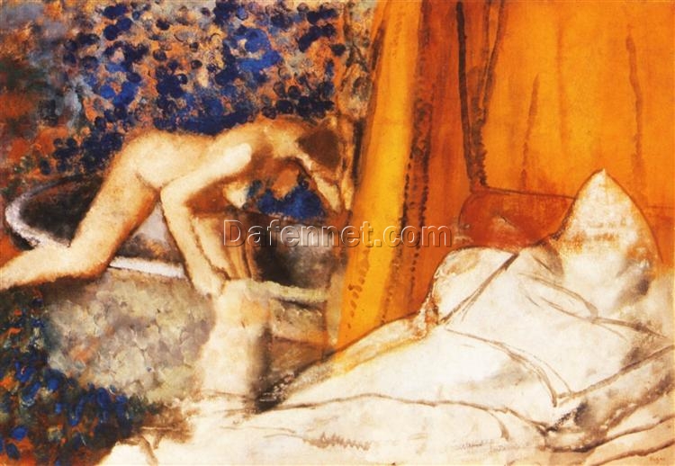 The Bath by Edgar Degas – 1890 Impressionist Oil Nude Painting Reproduction