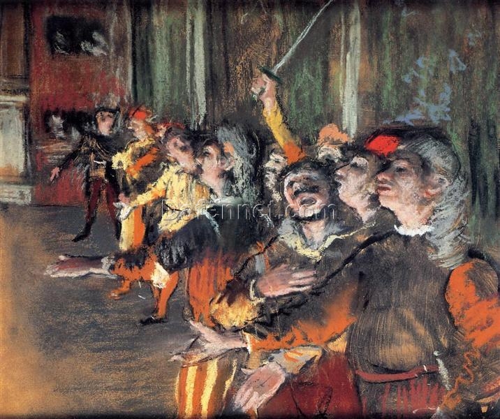 Hand-Painted Reproduction of Degas’ ‘The Chorus’ – c.1877 Impressionist Oil Genre Painting