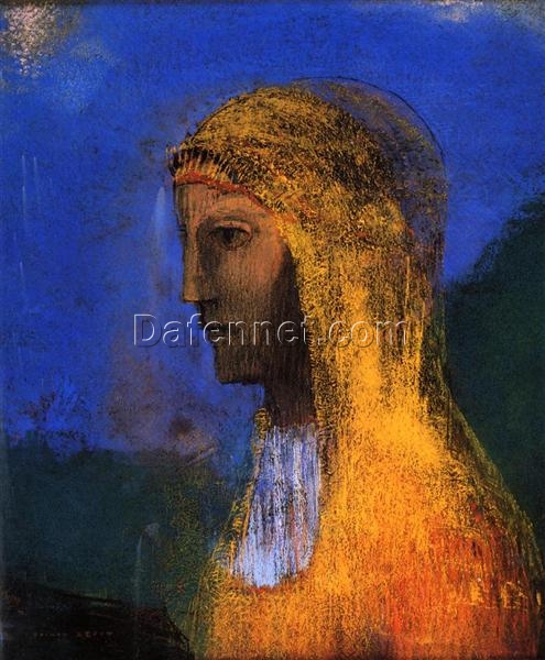 Odilon Redon ‘The Druidess’ – 1893 Charcoal, Paper, and Pastel Symbolist Portrait