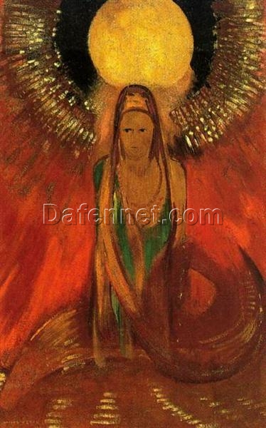 Odilon Redon ‘The Flame (Goddess of Fire)’ – 1896 Symbolic Oil Painting on Canvas