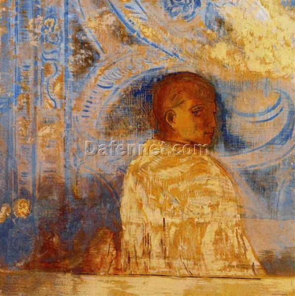 The Glance’ by Odilon Redon – Symbolist Oil Painting in Private Collection