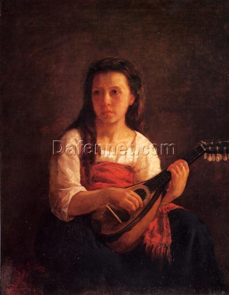 Hand-Painted Reproduction of Mary Cassatt’s ‘The Mandolin Player’ – 1872 Realist Portrait