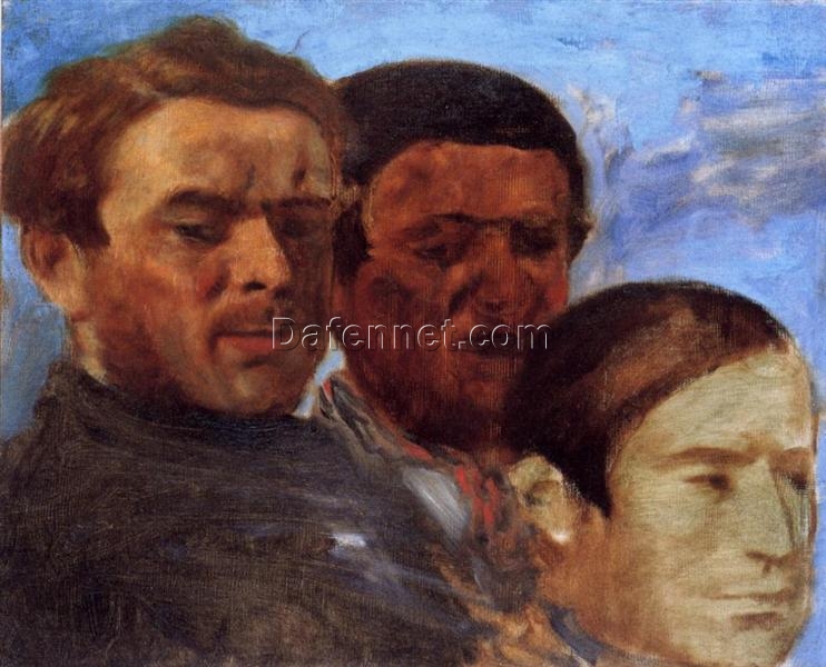 Hand-Painted Reproduction of Degas’ ‘Three Heads’ – c.1871 Impressionist Oil Portrait