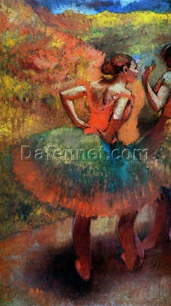 Hand-Painted Reproduction of Degas’ ‘Two Dancers in Green Skirts, Landscape Scene’ – c.1894-1899 Impressionist Oil Genre Painting