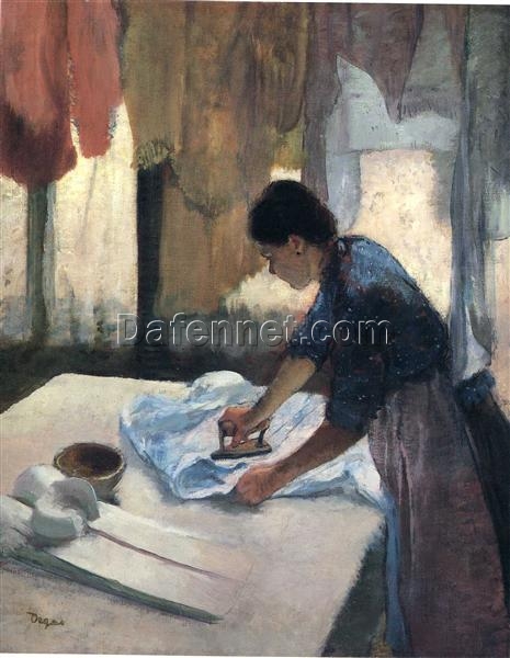 Hand-Painted Reproduction of Degas’ ‘Woman Ironing’ – c.1887 Impressionist Oil Genre Painting