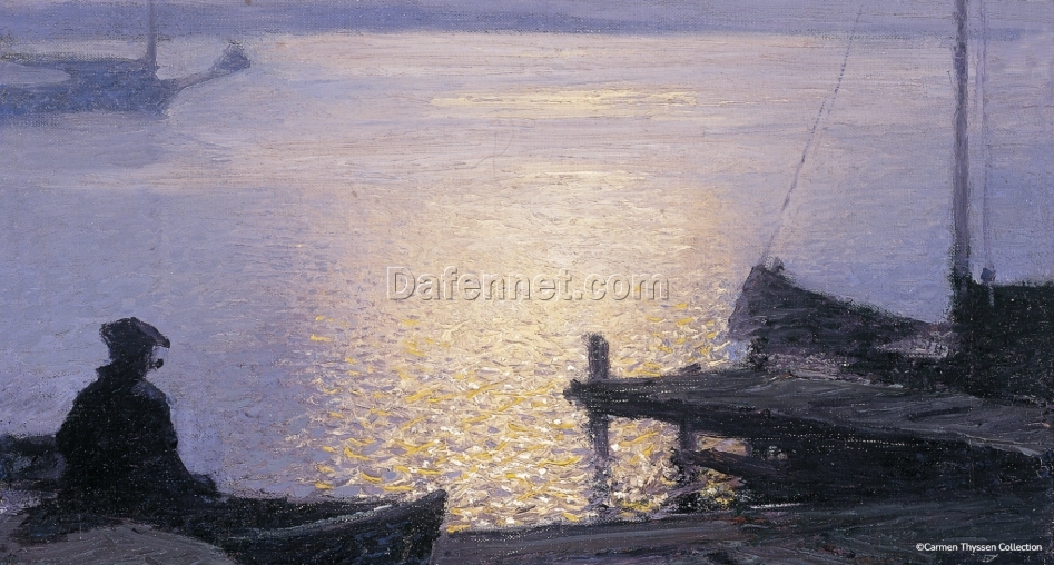 Custom Hand-Painted Oil Painting – Fishing Boat on Water, Dafen Village Studio