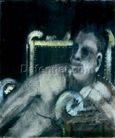 Francis Bacon Man in a Chair – 1952 Expressionist Portrait, Custom Oil Painting 60.5×50 cm from Dafen Village Studio