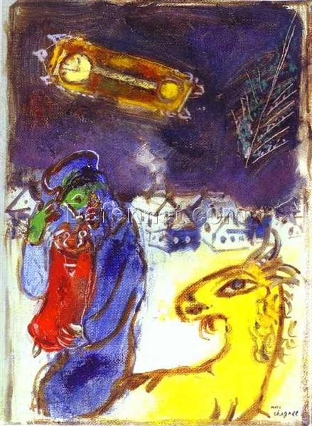 Marc Chagall A Jew with Torah – 1959 Surrealism Oil Painting on Canvas, Symbolic Religious Artwork