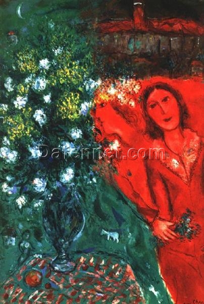 Hand-Painted Marc Chagall “Artist’s Reminiscence” Oil Painting – Surrealist Symbolic Art Reproduction by Da Fen Oil Painting Village Studio