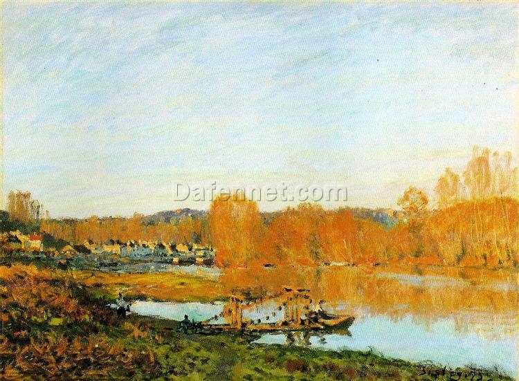 Autumn Banks of the Seine near Bougival by Alfred Sisley – 1873 Impressionist Landscape Oil Painting, Custom Art from Dafen Village Studio