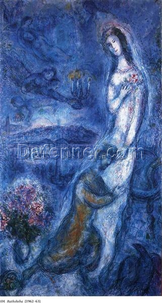 Marc Chagall Bathsheba – 1962-1963 Naïve Art Oil on Canvas with Indian Ink, Religious Painting