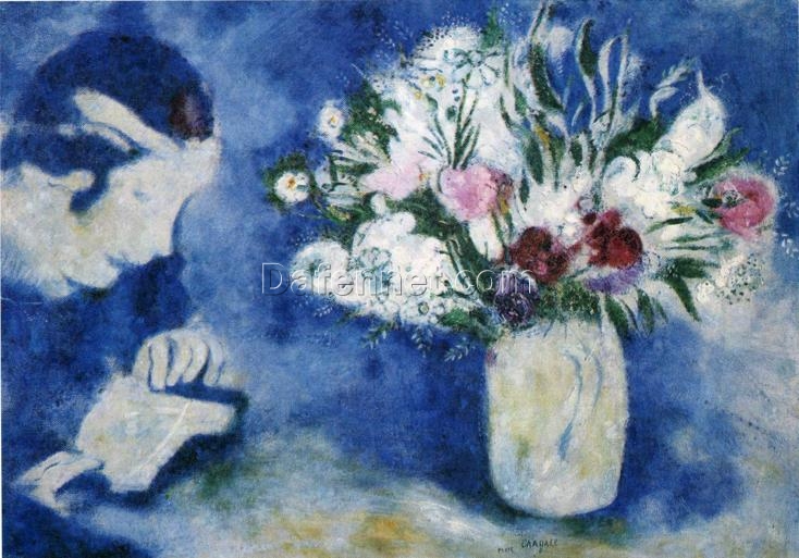 Marc Chagall Bella in Mourillon – Surrealist Portrait, Oil on Canvas, Private Collection