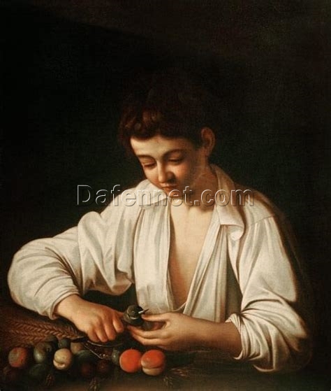 Baroque Portrait Oil Painting of ‘Boy Peeling Fruit’ by Caravaggio – Custom Art from Da Fen Oil Painting Village Studio