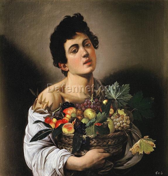 Caravaggio’s ‘Boy with a Basket of Fruit’ – Custom Baroque Oil Painting from Da Fen Oil Painting Village Studio