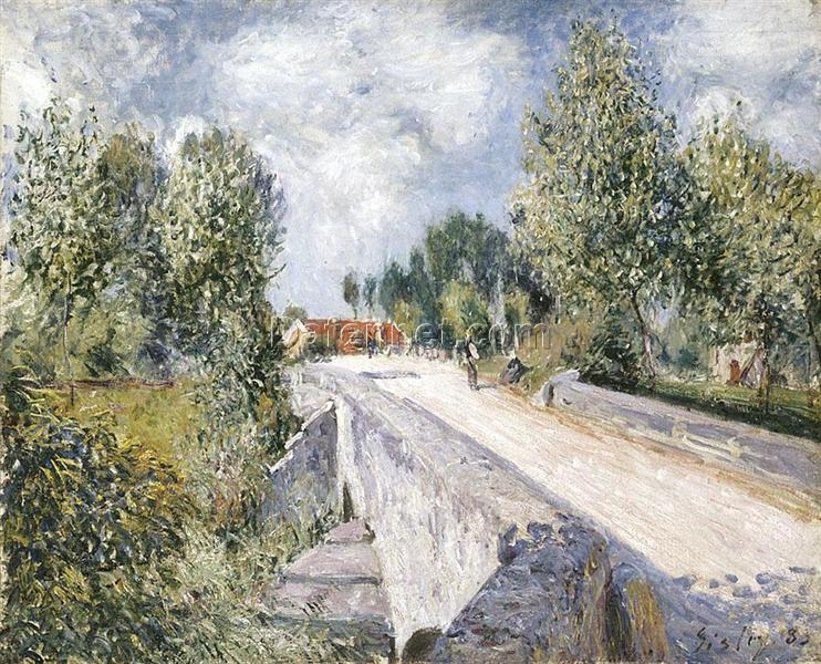 Bridge over the Orvanne near Moret by Alfred Sisley – 1883 Impressionist Landscape Oil Painting, Custom Art from Dafen Oil Painting Village Studio