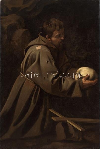 Caravaggio’s ‘Saint Francis in Prayer’ – Custom Baroque Religious Oil Painting from Da Fen Oil Painting Village Studio