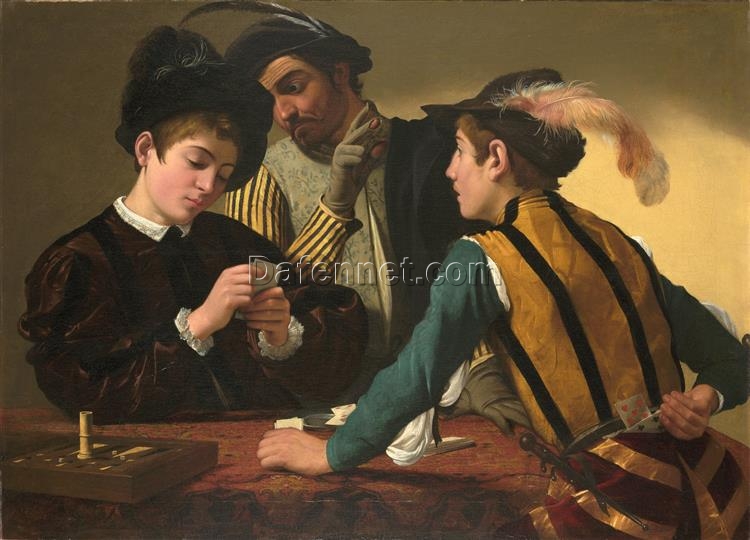 Caravaggio’s ‘Cardsharps’ – Custom Baroque Genre Oil Painting from Da Fen Oil Painting Village Studio