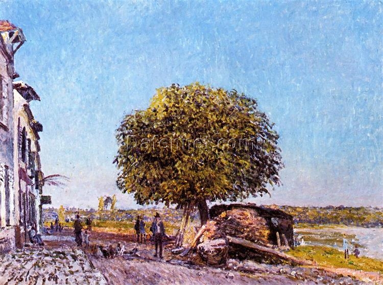 Chestnut Tree at Saint Mammes by Alfred Sisley – 1880 Impressionist Landscape Oil Painting, Custom Art from Dafen Village Studio