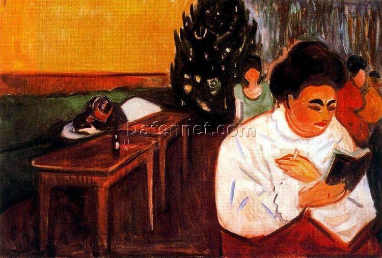 Custom Oil Painting Inspired by Edvard Munch’s Christmas in the Brothel – Hand-Painted Reproduction from DaFen Village Studio | Expressionist Artwork for Home and Office Décor