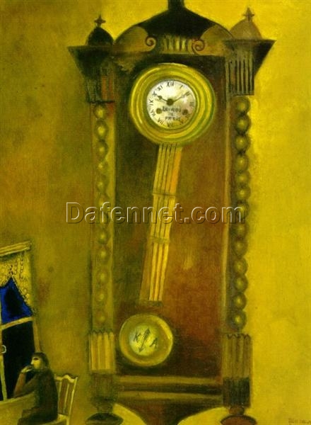 Hand-Painted Oil Painting Inspired by Marc Chagall’s ‘Clock’ – High-Quality Reproduction by Da Fen Oil Painting Village Studio