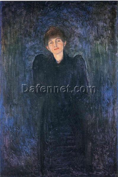 Expressionist Portrait Inspired by Edvard Munch – Dagny Juel Przybyszewska, 1893 – Da Fen Village Studio Oil on Canvas for Modern Home & Art Collection