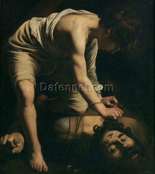 Caravaggio’s ‘David and Goliath’ – Custom Baroque Religious Oil Painting from Da Fen Oil Painting Village Studio