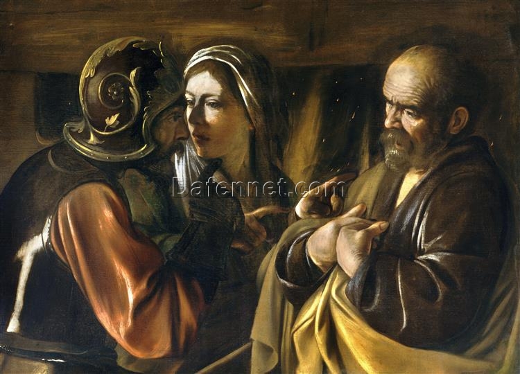 Caravaggio’s ‘Denial of Saint Peter’ – Custom Baroque Religious Oil Painting from Da Fen Oil Painting Village Studio