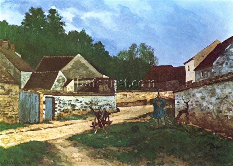 Dorfstrasse in Marlotte by Alfred Sisley – 1866 Realist Landscape Oil Painting, Custom Art from Dafen Village Studio