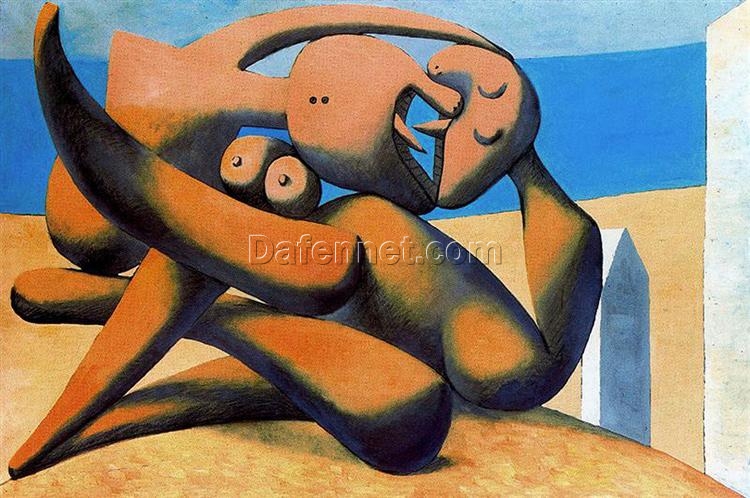 Figures at the Seaside by Pablo Picasso – 1931 Surrealist Genre Oil Painting, Custom Art from Dafen Village Studio