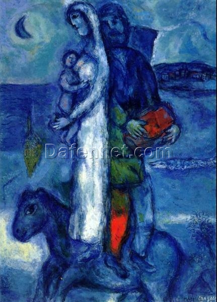 Marc Chagall Fisherman’s Family – 1968 Surrealism Oil Painting, Genre Artwork, Private Collection