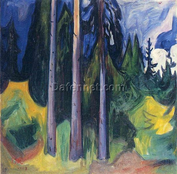 Edvard Munch Forest, 1903 – Expressionist Oil Painting on Canvas by Da Fen Village Studio | Iconic Landscape Art Reproduction