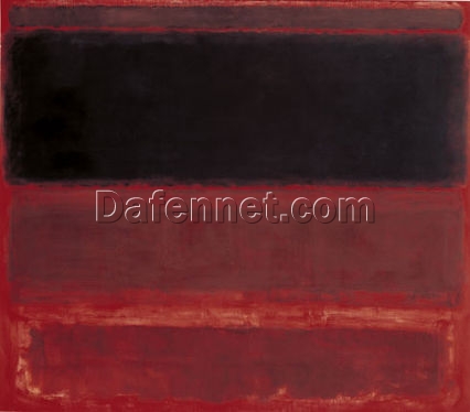 Color Field Painting Inspired by Mark Rothko – Four Darks in Red, 1958 – Da Fen Village Studio Abstract Oil Art for Modern Home & Office Décor