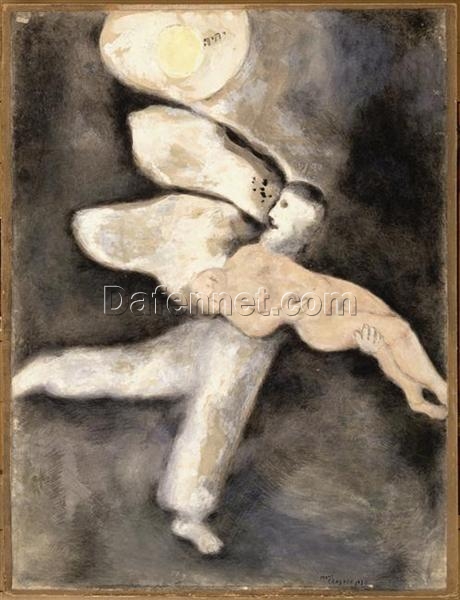 Reproduction of Marc Chagall’s God Creates Man – Hand-Painted Gouache and Oil on Paper by Da Fen Oil Painting Village Studio