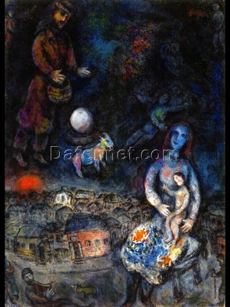 Marc Chagall Holy Family – 1975-1976 Surrealist Religious Oil Painting, Spiritual Family Portrait