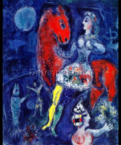 Marc Chagall Horsewoman on Red Horse – 1966 Surrealism Oil on Canvas, Genre Painting