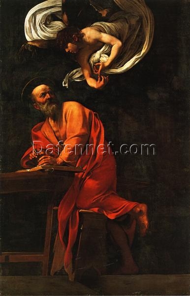 Caravaggio’s ‘Inspiration of Saint Matthew’ – Custom Baroque Religious Oil Painting from Da Fen Oil Painting Village Studio