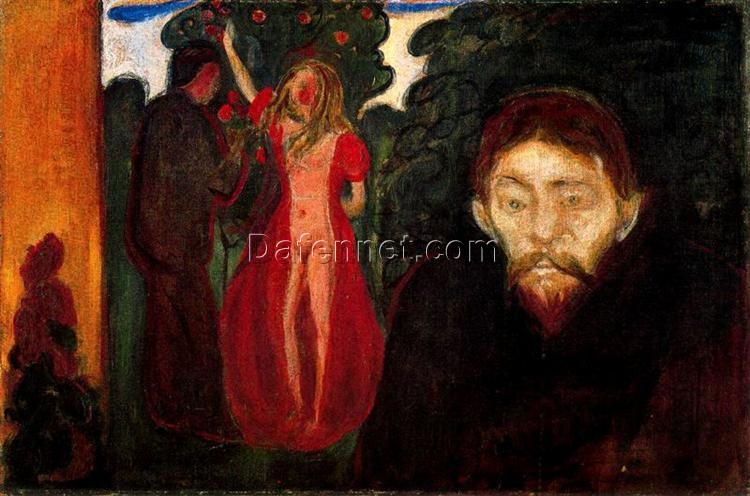 Hand-Painted Edvard Munch “Jealousy” (Sjalusi) Oil Painting – Expressionism Reproduction by Da Fen Oil Painting Village Studio