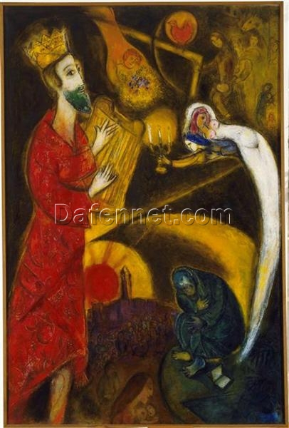 Marc Chagall King David – 1951 Naïve Art Oil on Canvas, 198 x 133 cm