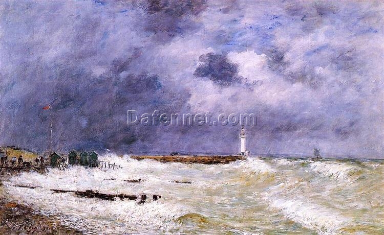 Le Havre. Heavy Winds off of Frascati by Eugene Boudin – 1896 Impressionist Landscape Oil Painting, Custom Art from Dafen Oil Painting Village Studio