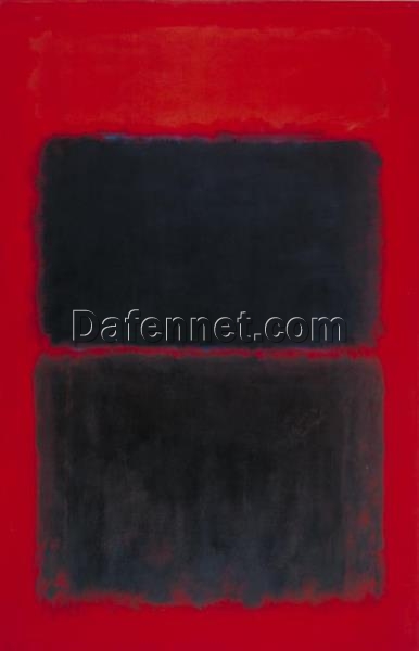 Color Field Painting Inspired by Mark Rothko – Light Red Over Black, 1957 – Da Fen Village Studio Abstract Oil Art for Modern Home & Office Décor