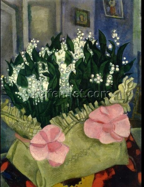 Hand-Painted Oil Painting Inspired by Marc Chagall’s ‘Lilies of the Valley’ – High-Quality Reproduction by Da Fen Oil Painting Village Studio