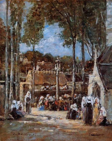 Local Pilgrimage at Landerneau by Eugene Boudin – 1867 Impressionist Genre Oil Painting, Custom Art from Dafen Oil Painting Village Studio