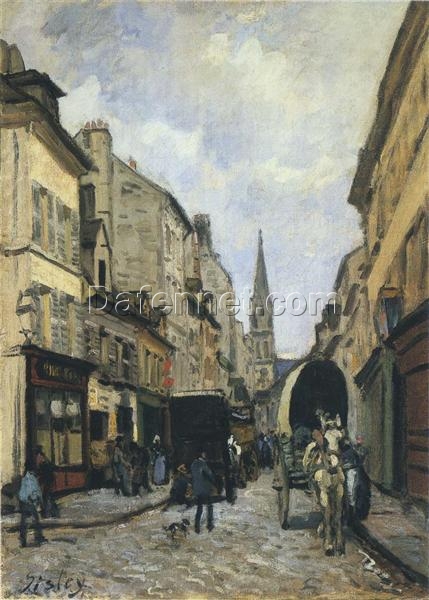 Main Street in Argenteuil by Alfred Sisley – 1872 Impressionist Cityscape Oil Painting, Custom Art from Dafen Village Studio