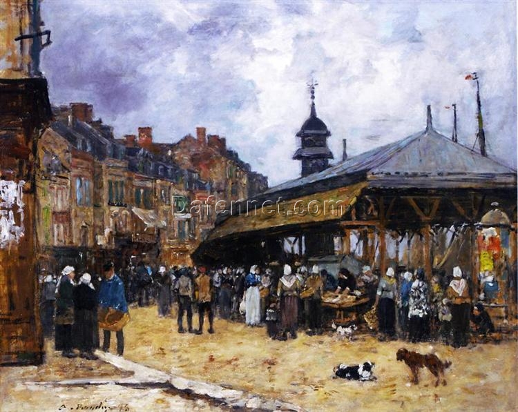 Market Day at Trouville, Normandy by Eugene Boudin – 1878 Impressionist Genre Oil Painting, Custom Art from Dafen Oil Painting Village Studio