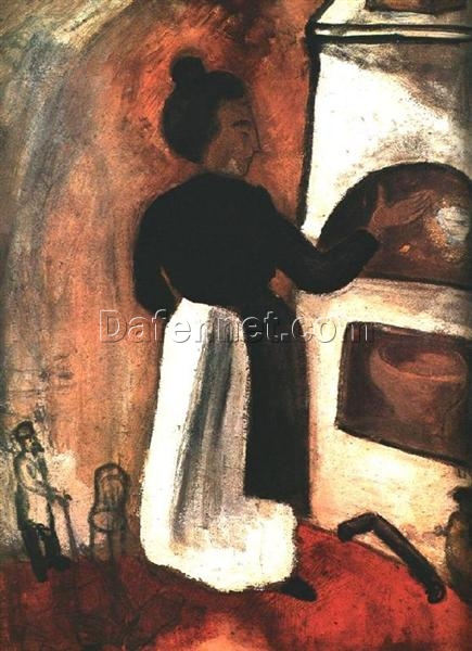 Hand-Painted Oil Painting Inspired by Marc Chagall’s ‘Mother by the Oven’ – High-Quality Reproduction by Da Fen Oil Painting Village Studio